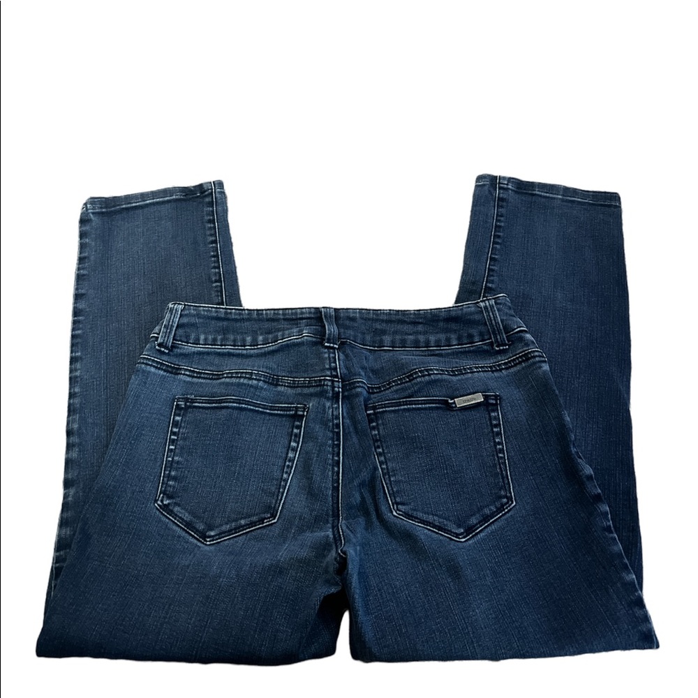 {Chico’s} So Slimming Straight legged Dark Blue Denim Jeans Size 00